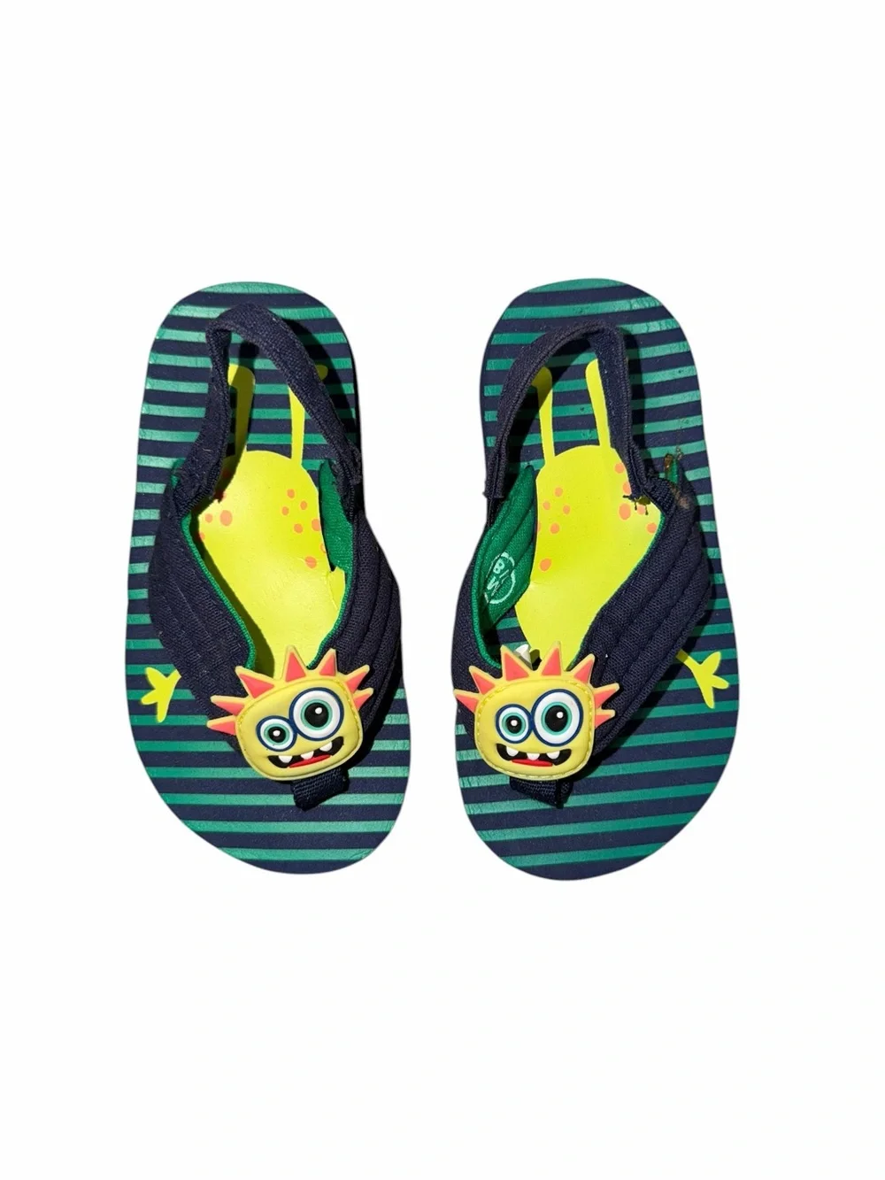 Boys Monster Sandals Cat Jack Blue Green Flip Flop Shoes Size 7/8